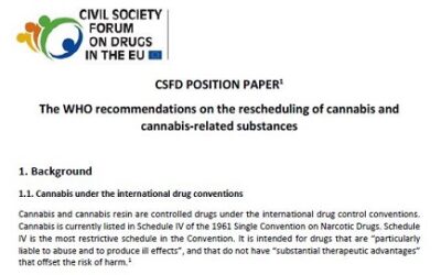 CSFD POSITION PAPER(1) – The WHO recommendations on the rescheduling of cannabis and cannabis-related substances